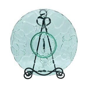 Vintage Libbey Orchard Fruit Translucent Green Chip & Dip Tidbit Serving Platter